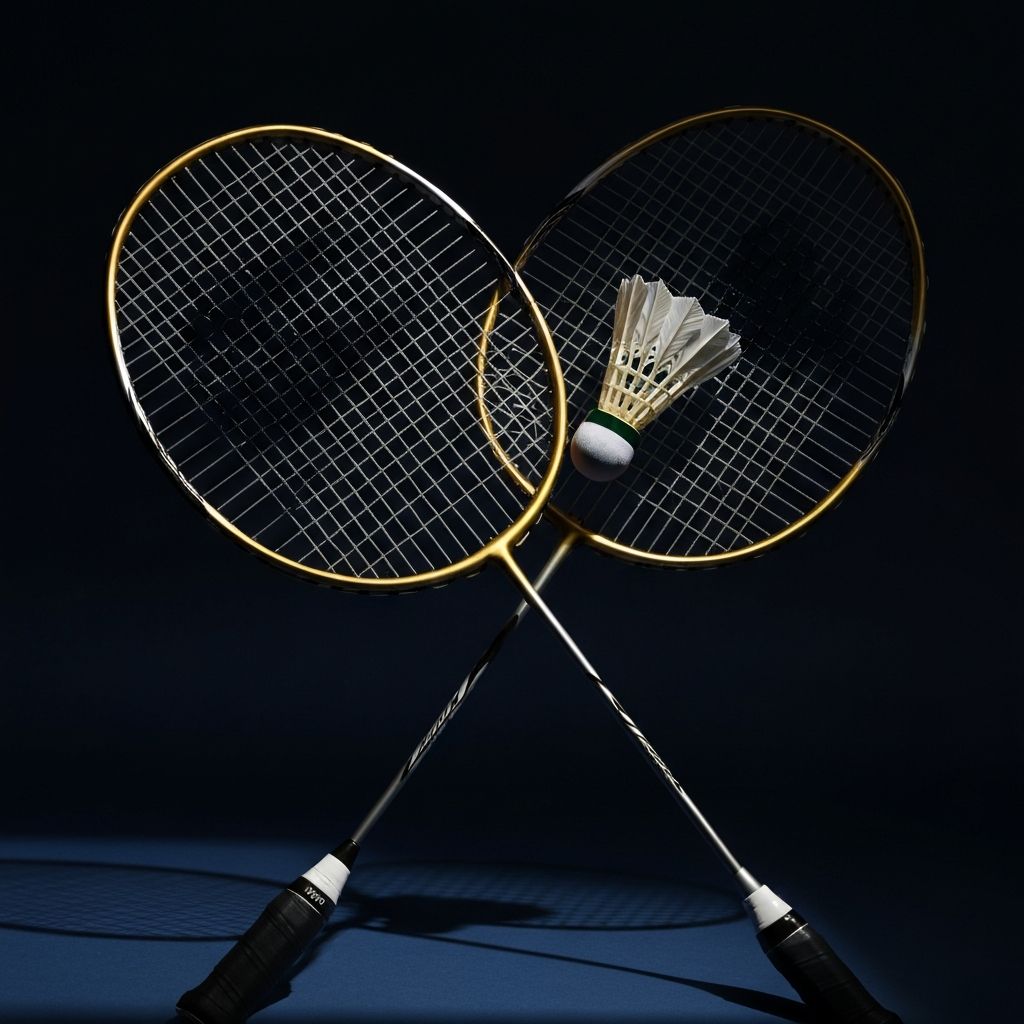 Crossed badminton racquets